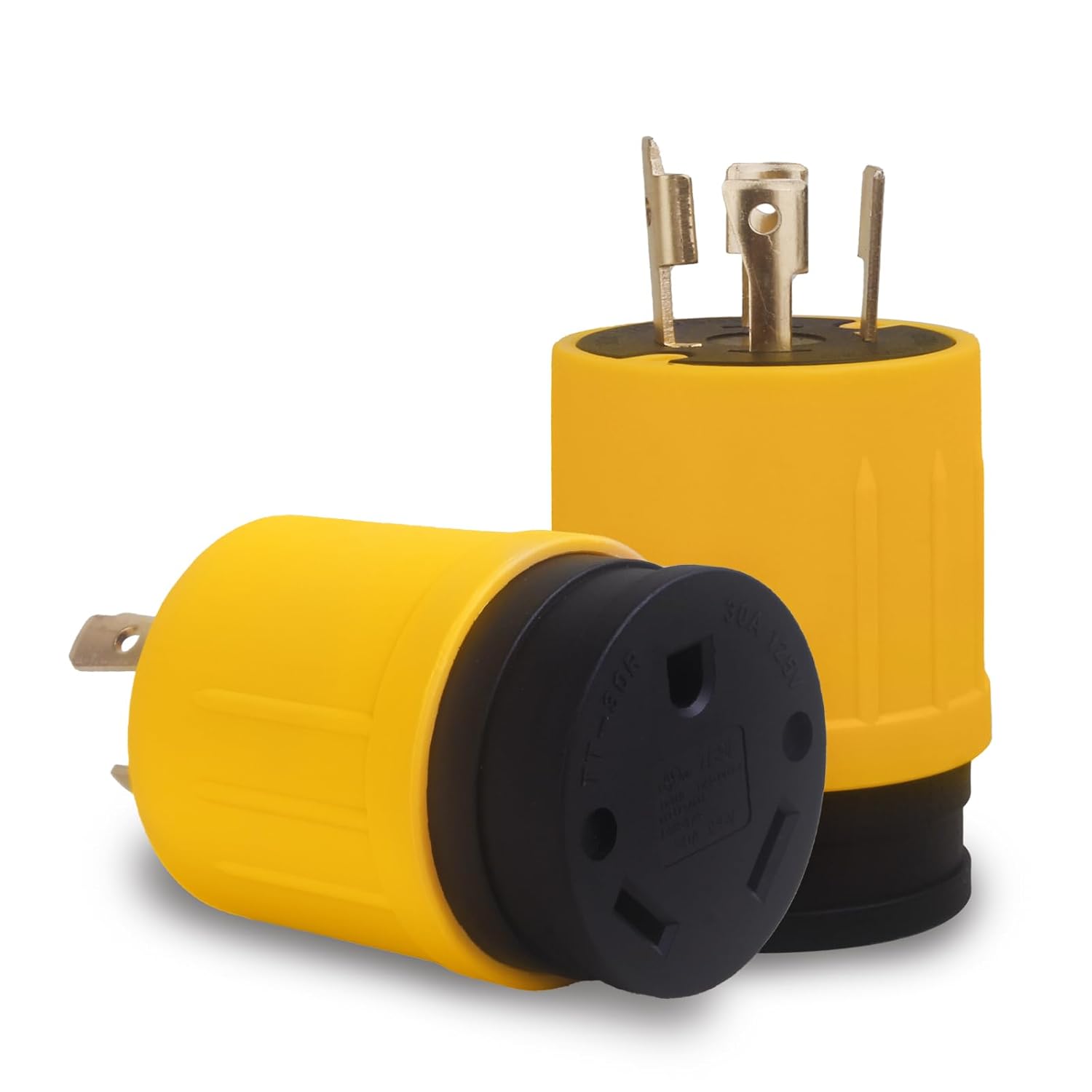 RV Adapter, NEMA 30 Amp L14-30P 4-Prong Twist-Lock Power Male Plug to 30 Amp TT-30R Female Outlet Output 120V, Generator Power Adapter - AceupEnergy