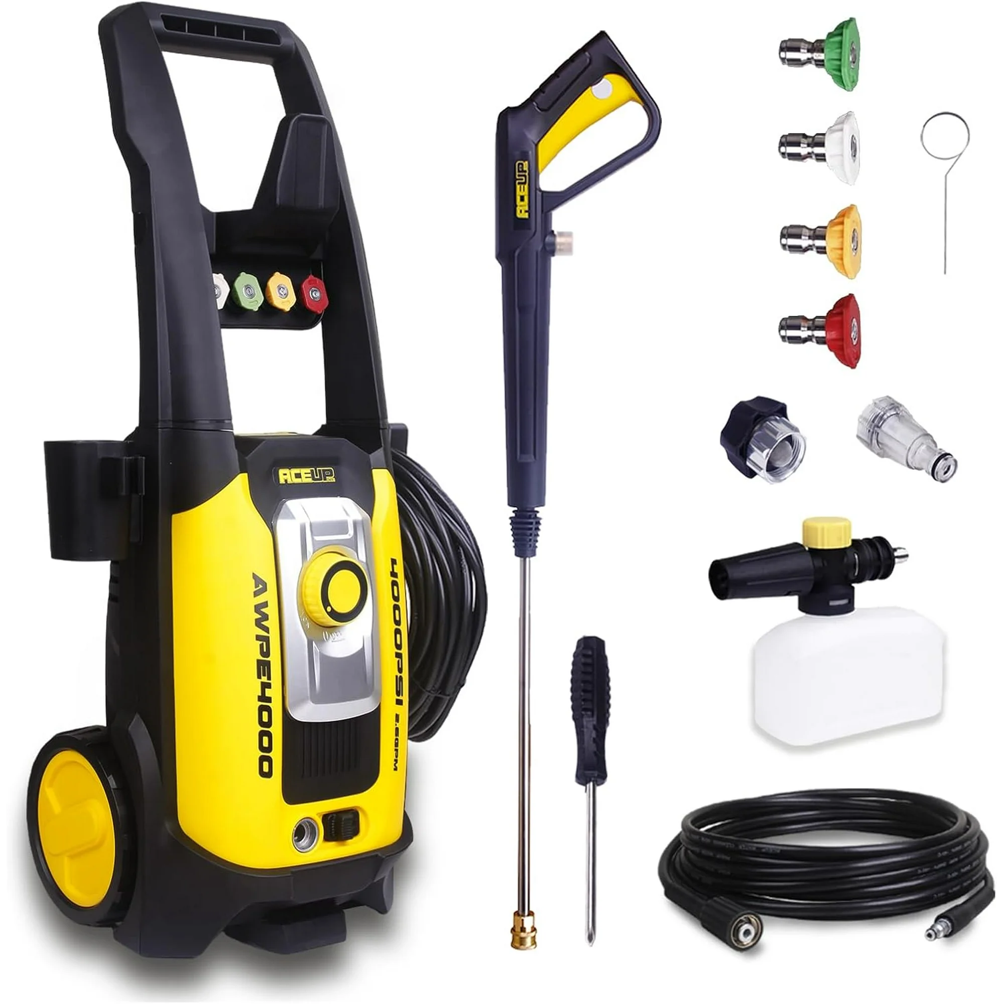 Aceup Energy 4000 PSI 2.6GPM Portable Electric Pressure Washer for Cars Fences Patios Driveways, Lightweight - AceupEnergy