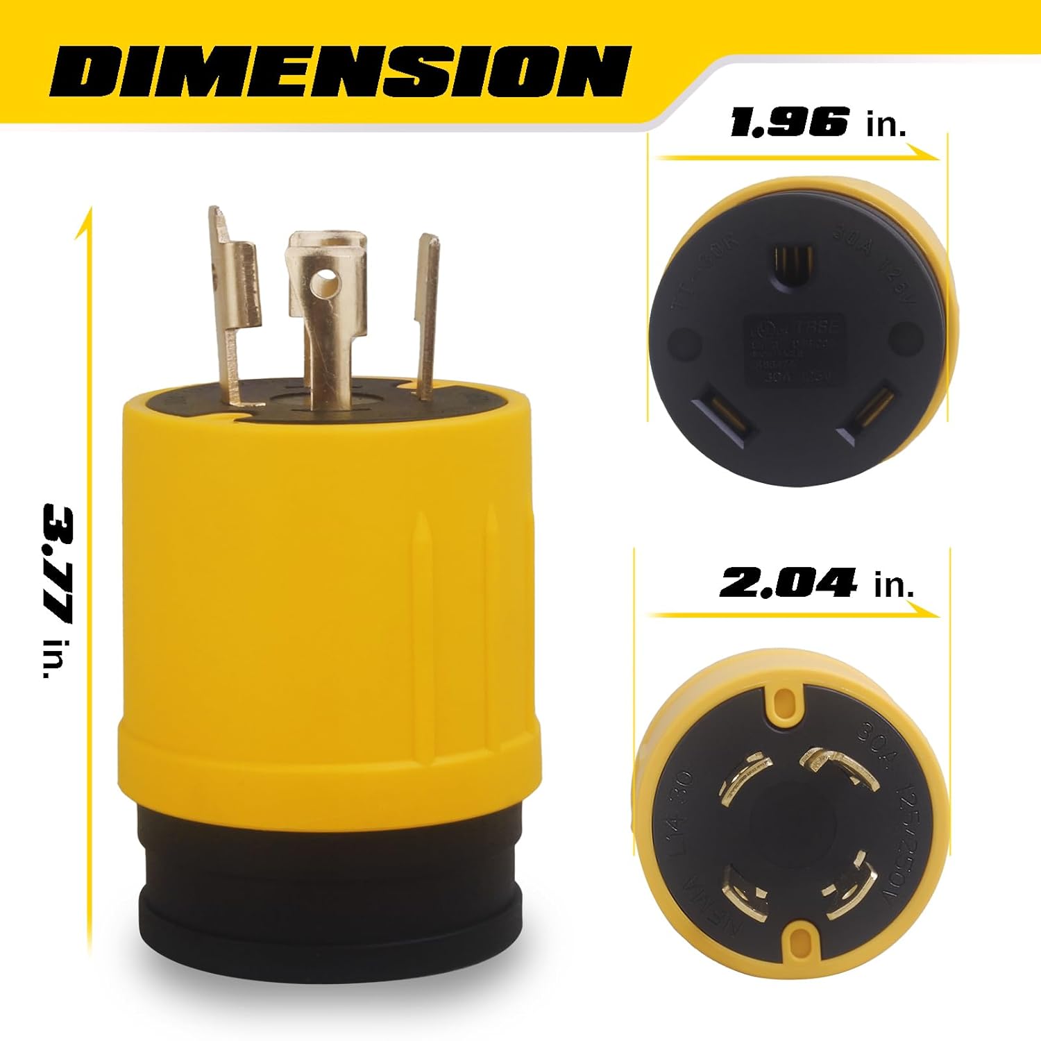 RV Adapter, NEMA 30 Amp L14-30P 4-Prong Twist-Lock Power Male Plug to 30 Amp TT-30R Female Outlet Output 120V, Generator Power Adapter - AceupEnergy