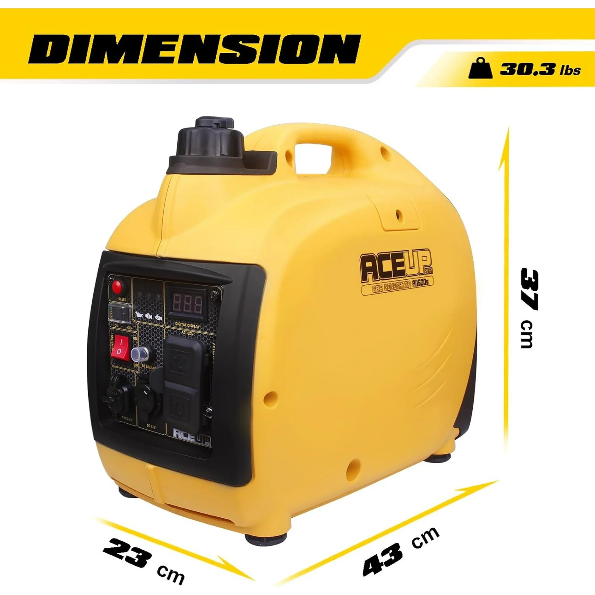 Aceup Energy 1500W Gasoline Inverter Generator, Pull Cord Start, Super Quiet, EPA Compliant, Lightweight, 1000W RV Ready - AceupEnergy