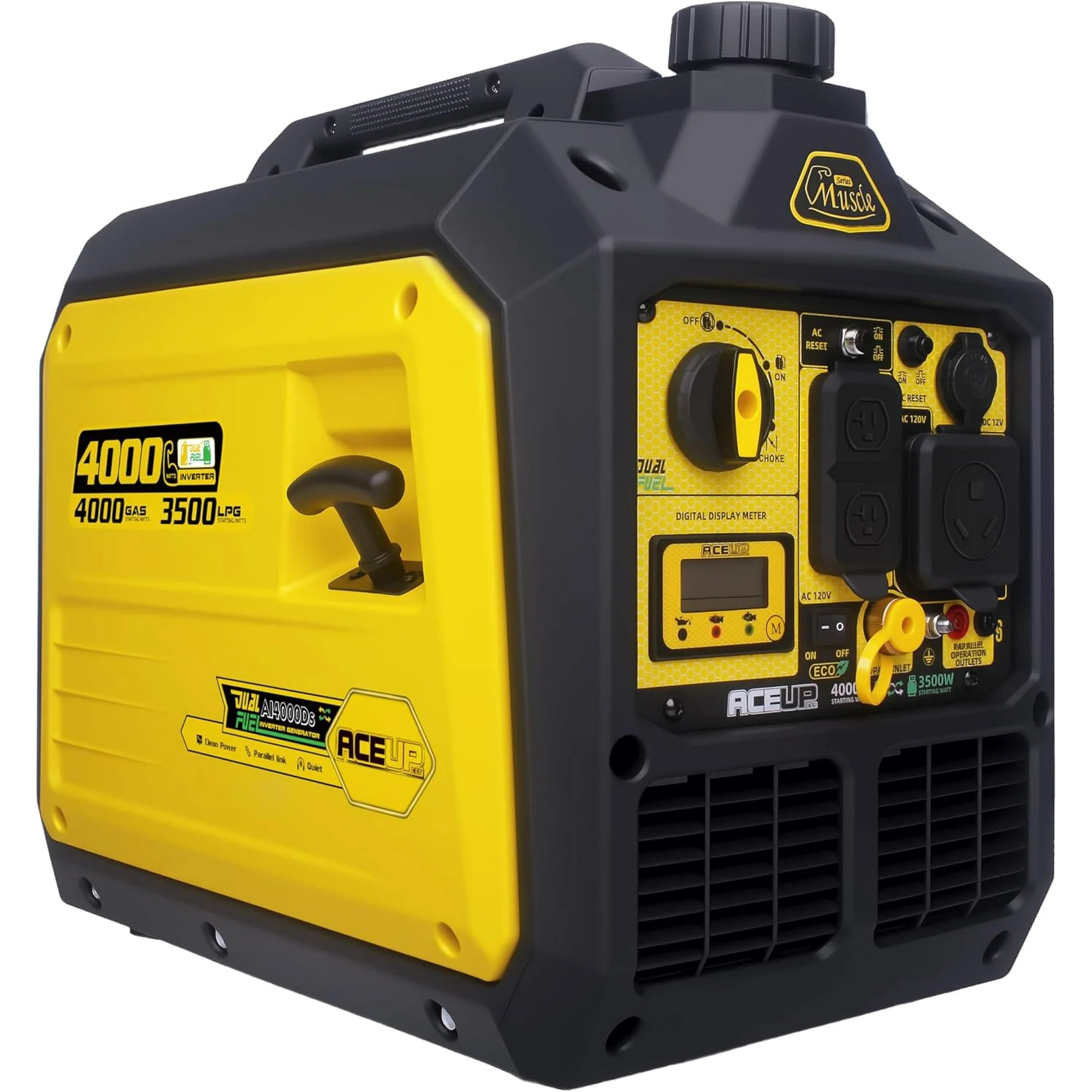 Aceup Energy 4000 Watt Dual Fuel Inverter Generator Portable Quiet, Gas and Propane Powered for Home, RV-Ready, EPA Compliant - AceupEnergy