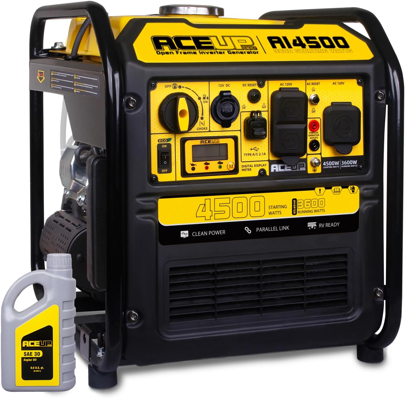 camping generator Aceup Energy 4500 Watt Inverter Generator 223CC, Gas Powered Generator for Home Use, Camping, EPA Compliant