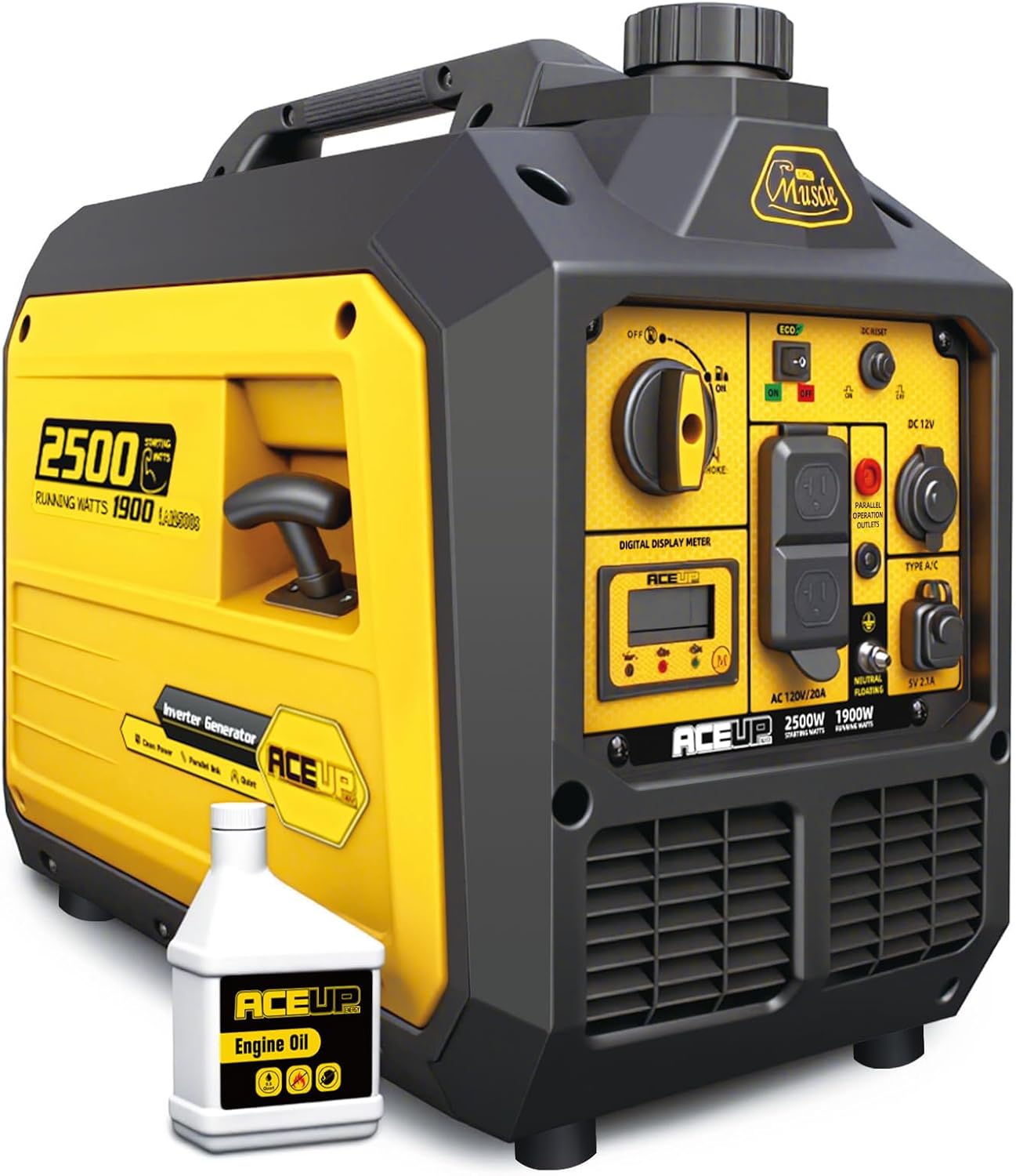 Aceup Energy 2500 Watt Gas Inverter Generator, Super Quiet Portable Generator for Home use, Camping, EPA Compliant - AceupEnergy
