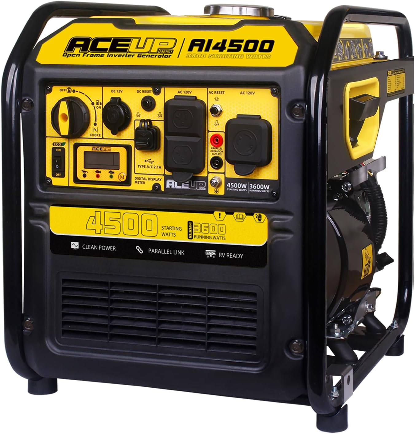 Aceup Energy 4500 Watt Inverter Generator 223CC, Gas Powered Generator for Home Use, Camping, EPA Compliant - AceupEnergy