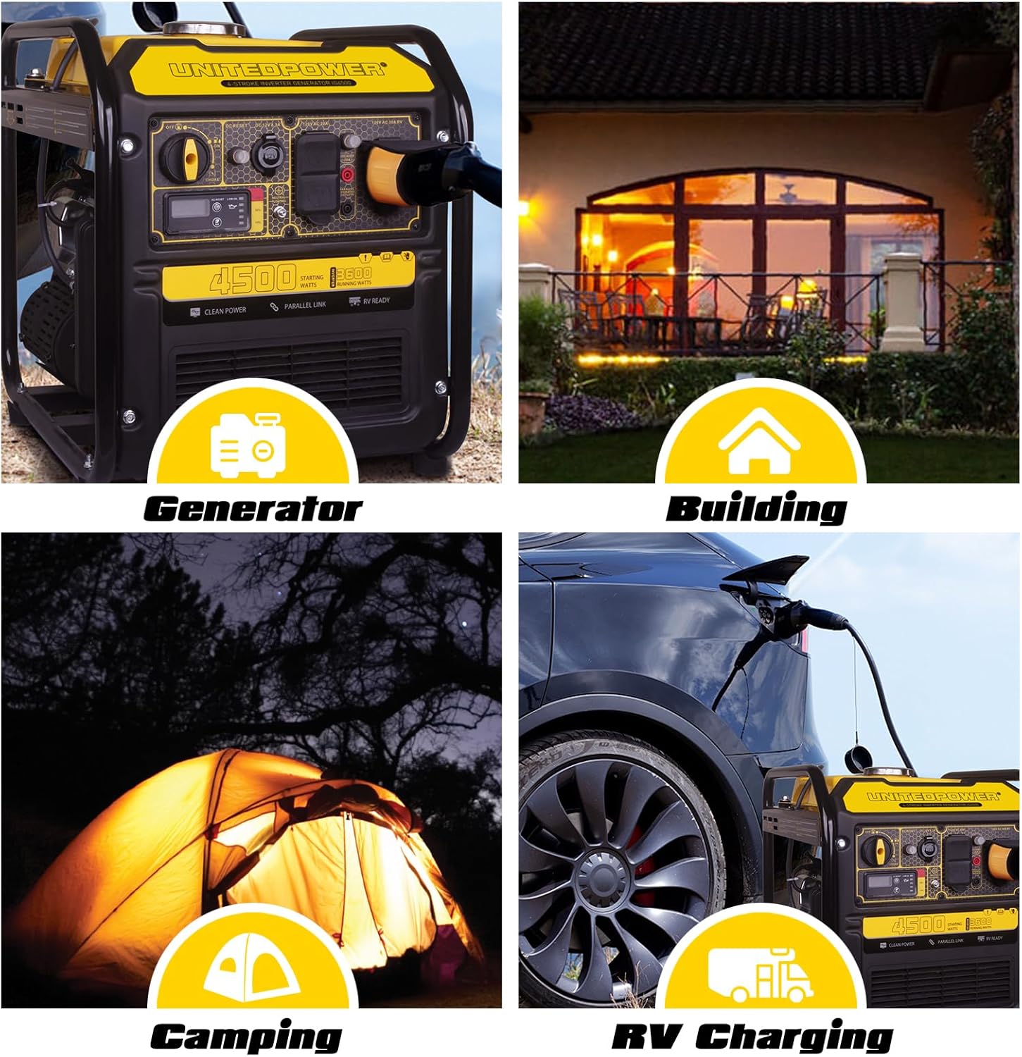 Aceup Energy 4500 Watt Gas Powered Generator, Inverter Portable Generator 223cc for RV Camping Home Use, EPA Compliant - AceupEnergy