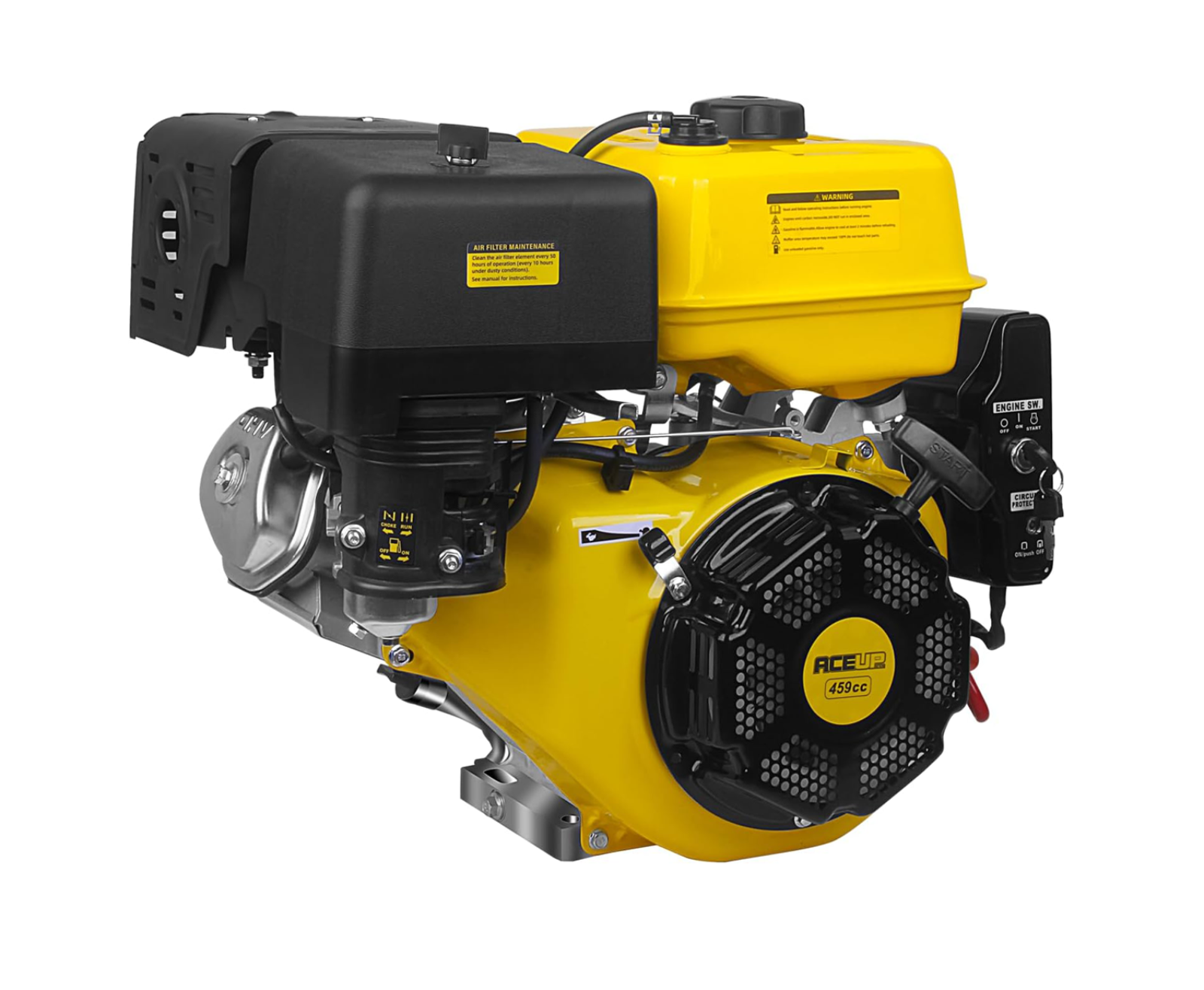 Aceup Energy 18HP 459cc Gas Engine Horizontal Shaft, 4 Stroke OHV Gas Motor with Electric Start, Shaft 1" (25.4mm) Diameter, 3.48" Long, 1/4" Keyway - AceupEnergy