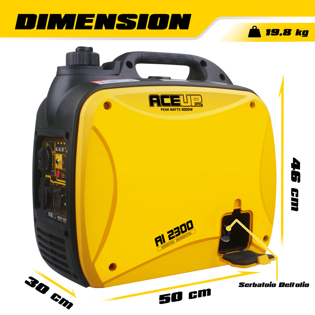 Aceup Energy 2300 Watt Portable Inverter Generator, Super Quiet Gas Ge ...