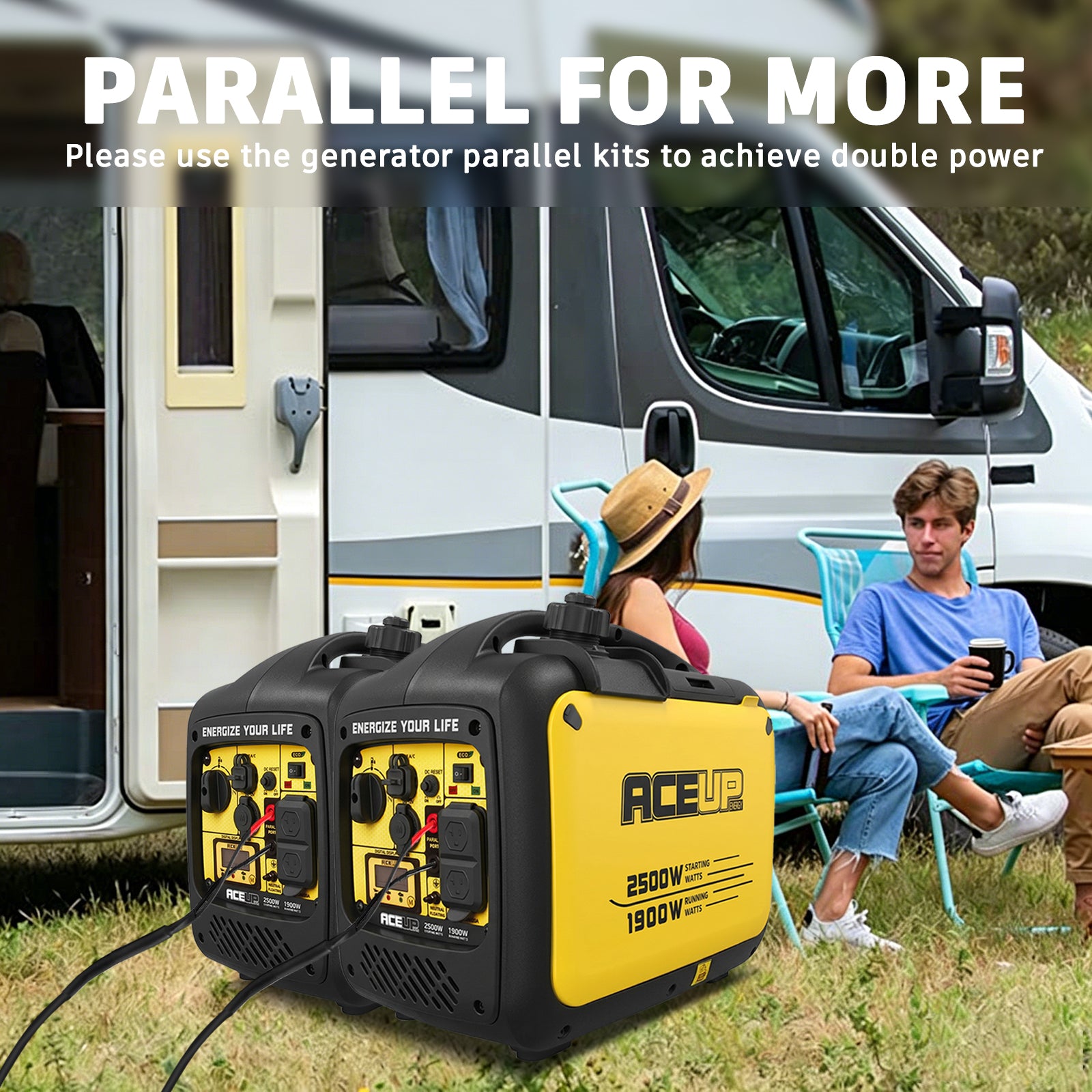 2500W Inverter Gas Generator, Portable & Quiet for Camping,Home,RV Backup Power,4-Stroke,Lightweight