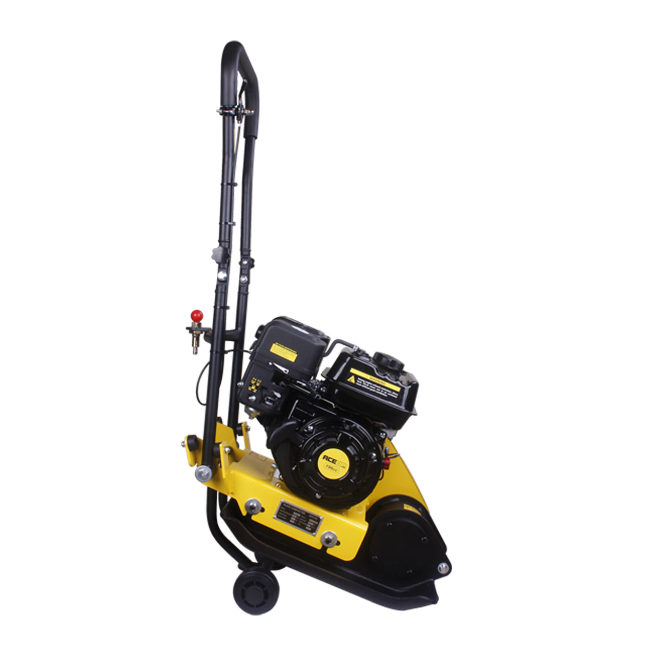 Aceup Energy Plate Compactor 6.5HP 196cc Gas, 21x14.6inch Plate 2700lbs Gas Compaction Force 5500VPM, Ground Compactor Tamper Pavement Compaction Rammer with Wheel - AceupEnergy