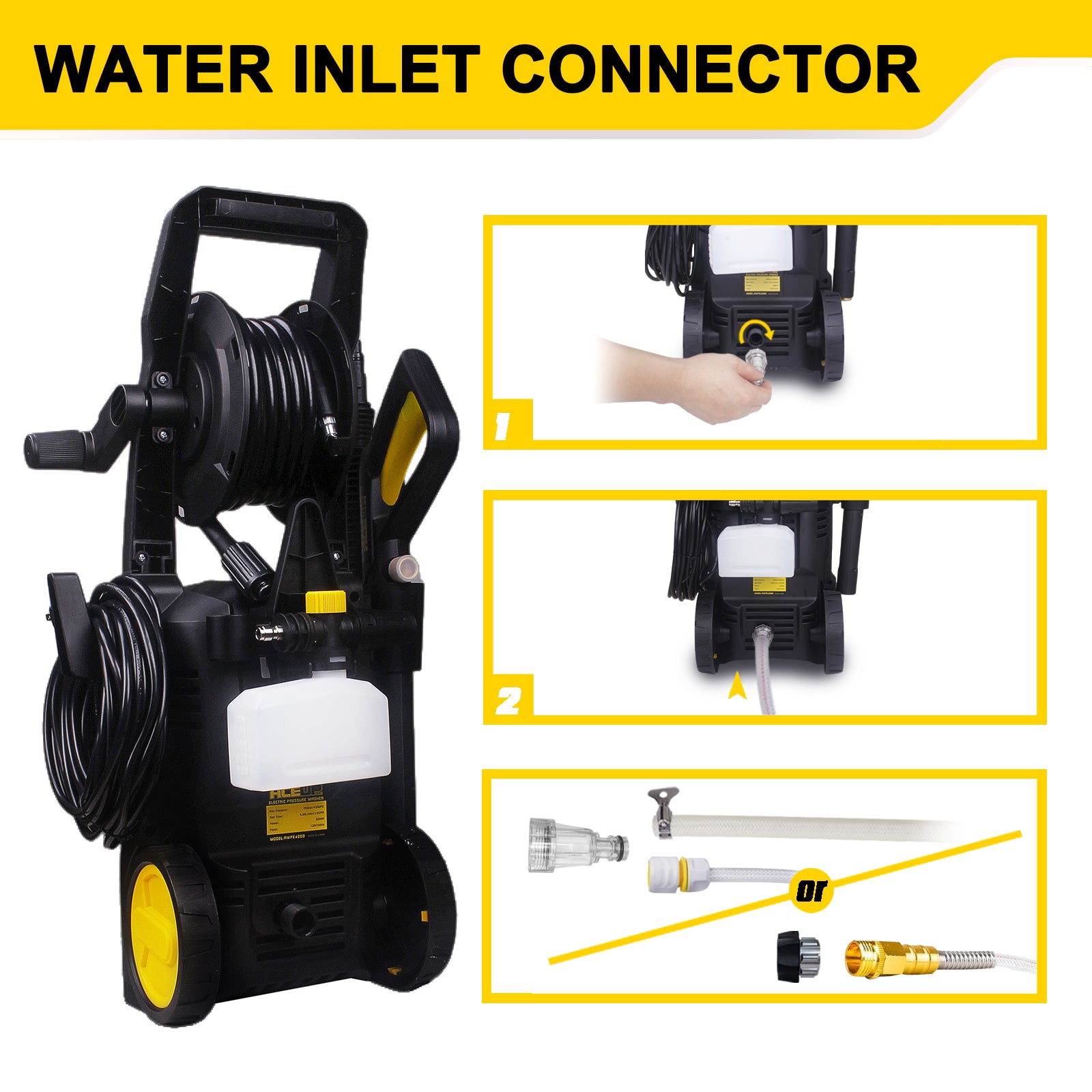 Aceup Energy 4200 PSI Poratble Electric Pressure Washer, Electric Powered for Washing Cars Fences Patios Driveways Lightweight