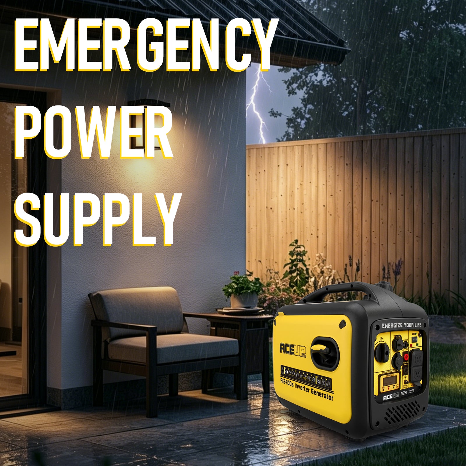 2500W Inverter Gas Generator, Portable & Quiet for Camping,Home,RV Backup Power,4-Stroke,Lightweight