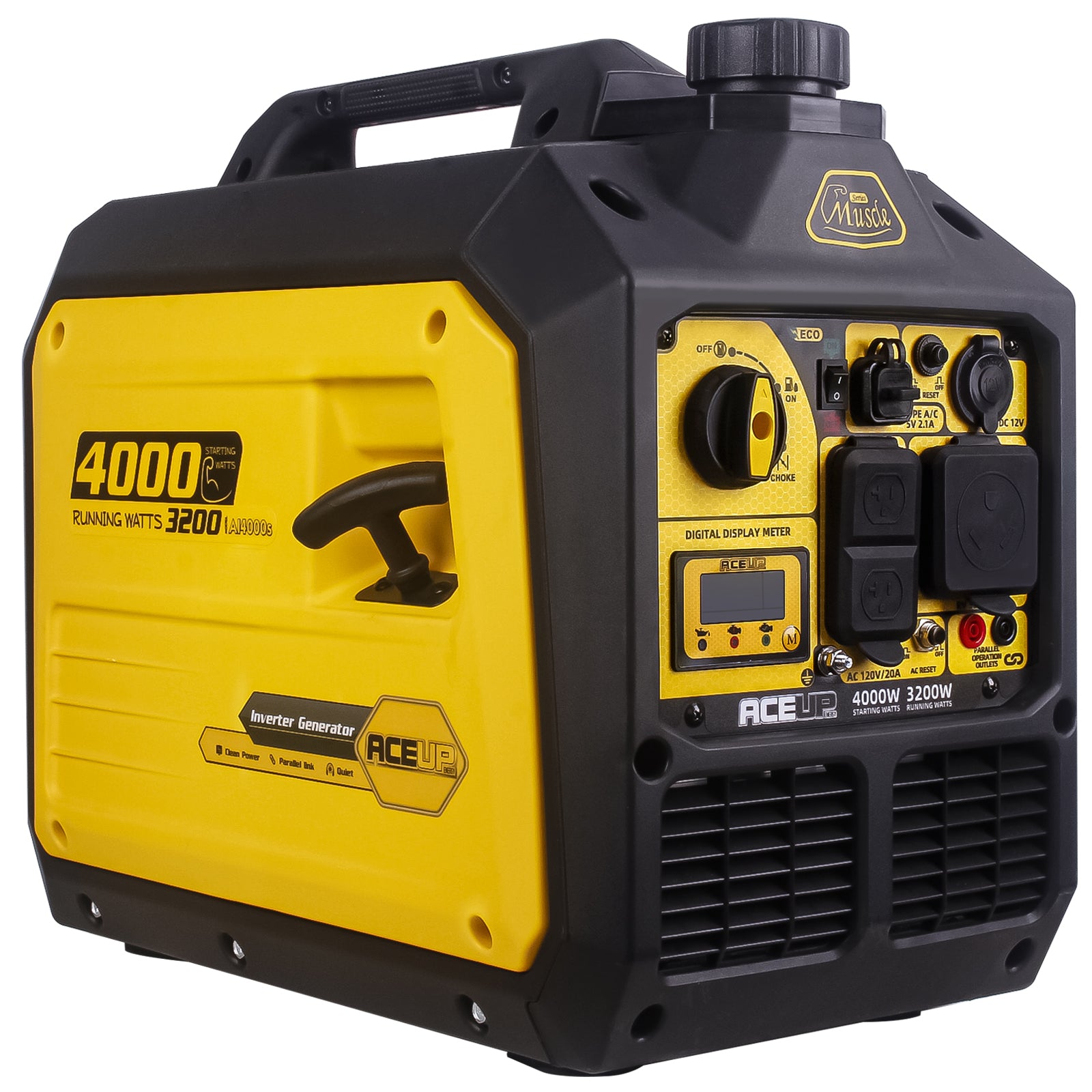 Aceup Energy 4000 Watt Portable Inverter Generator, Gas Powered Generator Quiet for Home, RV-Ready, EPA Compliant - AI4000S-1 - AceupEnergy