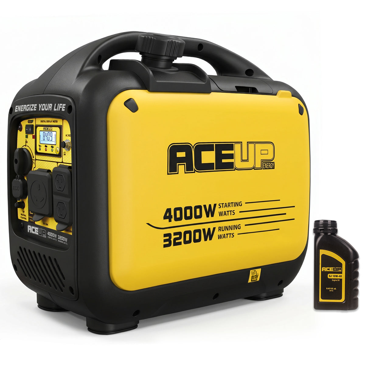 Aceup Energy 4000W Inverter Gasoline Generator, Super Silent and Compact Design for Camping, EMergence Use,Blizzard Hurricane Weather,Clean Power for Sensitive Electronics"