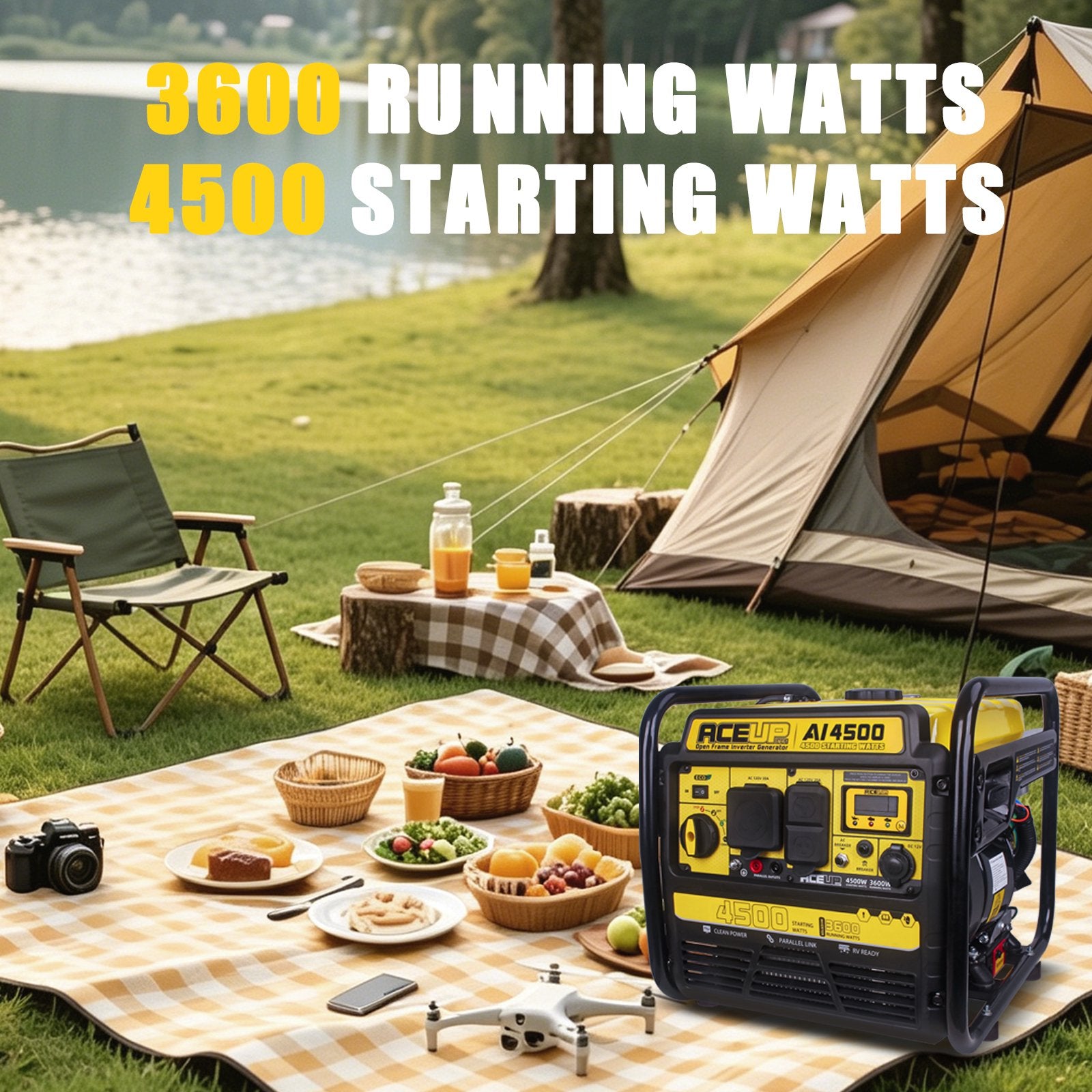 Aceup Energy 4500 Watt Inverter Generator 223CC, Gas Powered Generator for Home Use, Camping, EPA Compliant