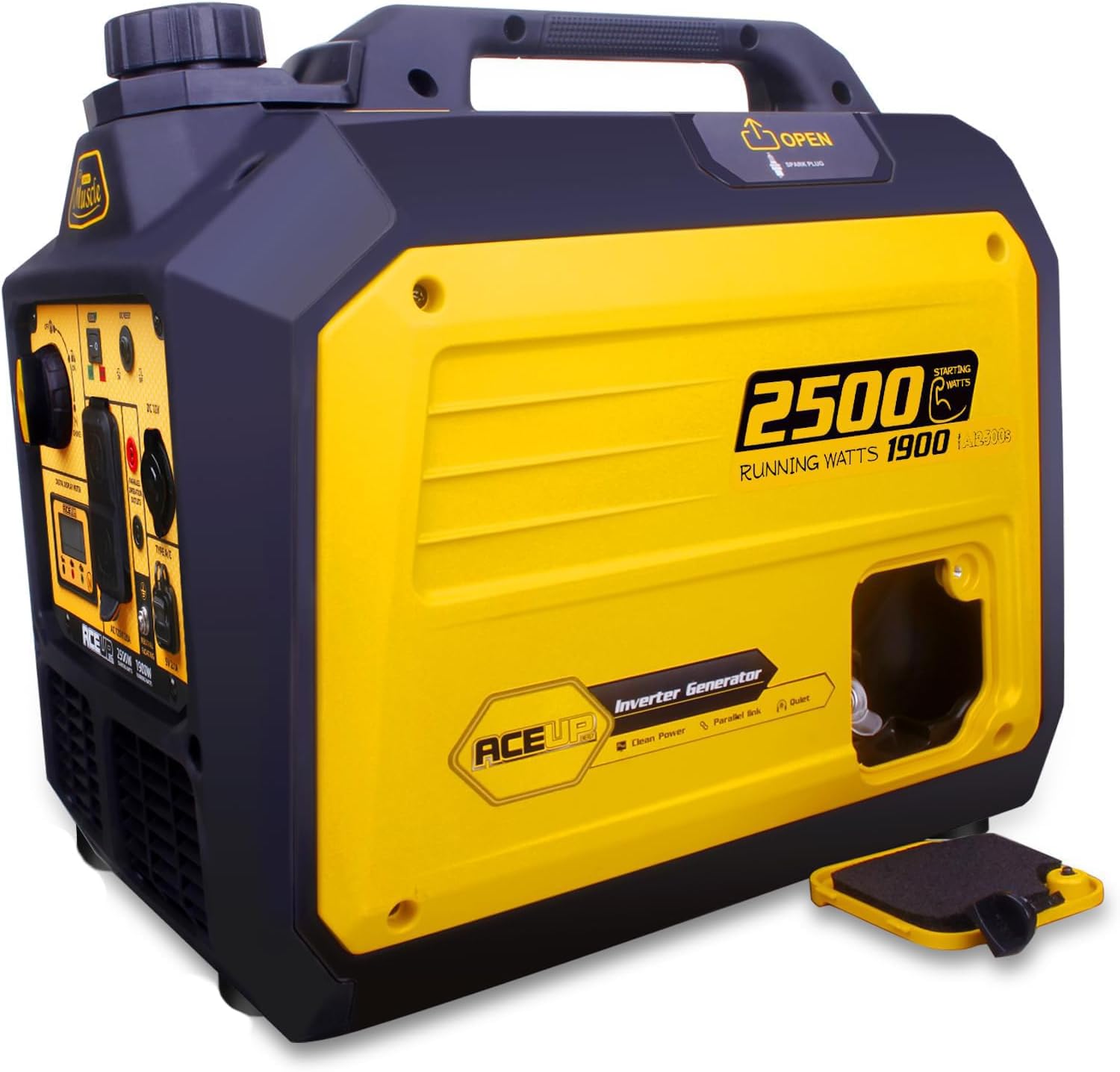 Aceup Energy 2500 Watt Gas Inverter Generator, Super Quiet Portable Ge ...