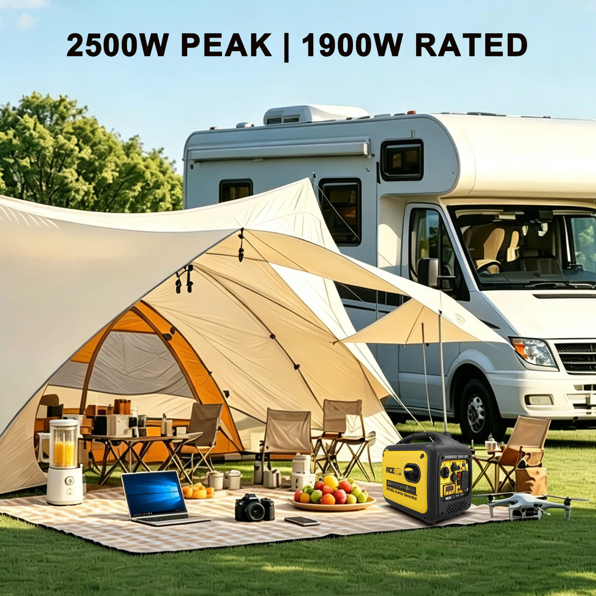 2500W Inverter Gas Generator, Portable & Quiet for Camping,Home,RV Backup Power,4-Stroke,Lightweight