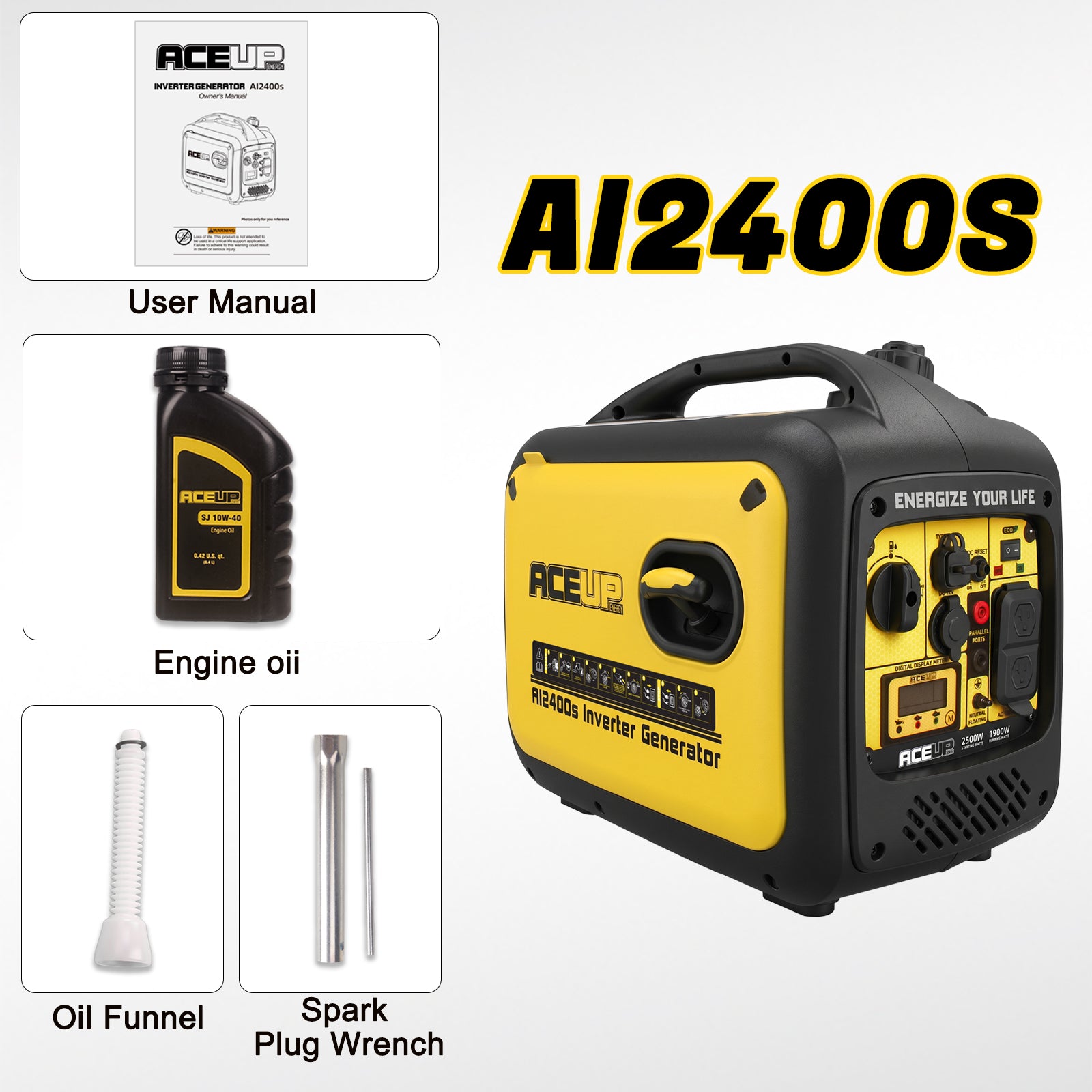 2500W Inverter Gas Generator, Portable & Quiet for Camping,Home,RV Backup Power,4-Stroke,Lightweight