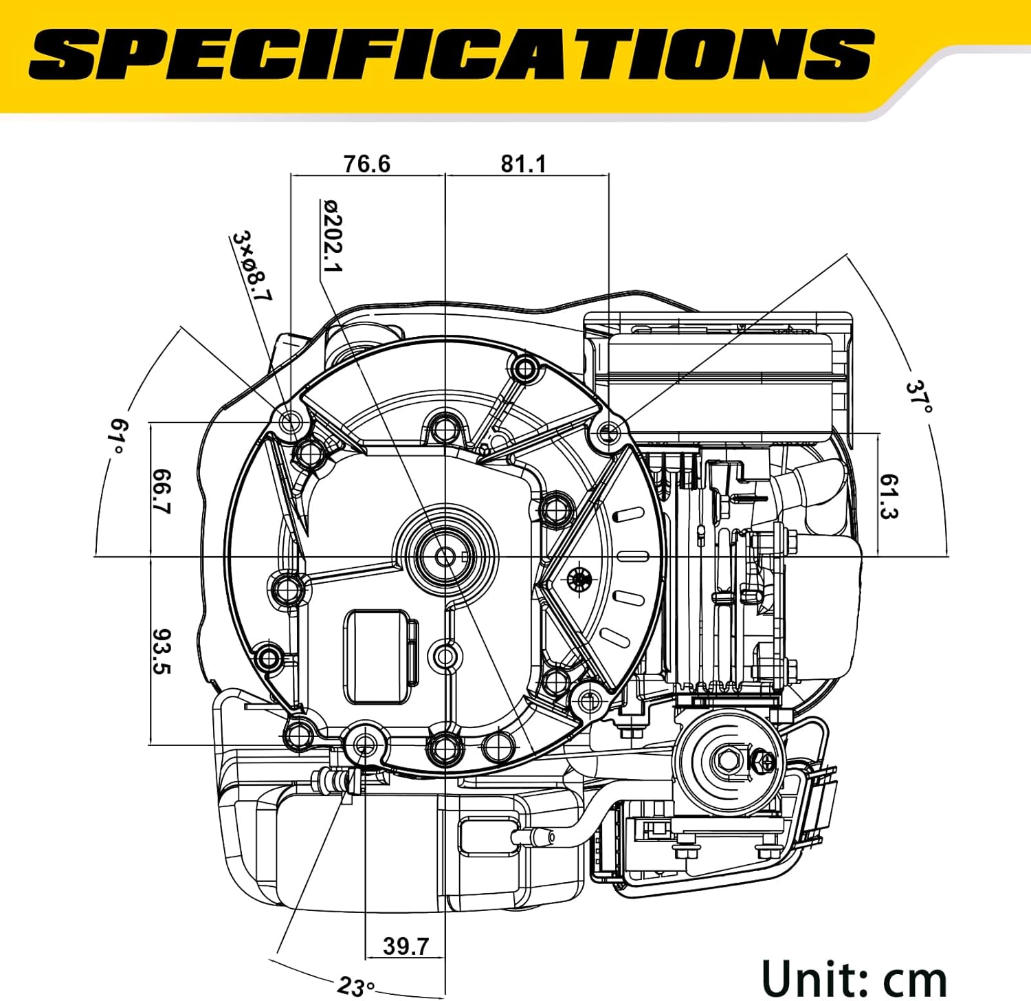 Aceup Energy Gas Engine Vertical Shaft, 4.4HP 173cc 4-Stroke OHV Gas Motor for Lawn Mower, EPA Compliant - AceupEnergy