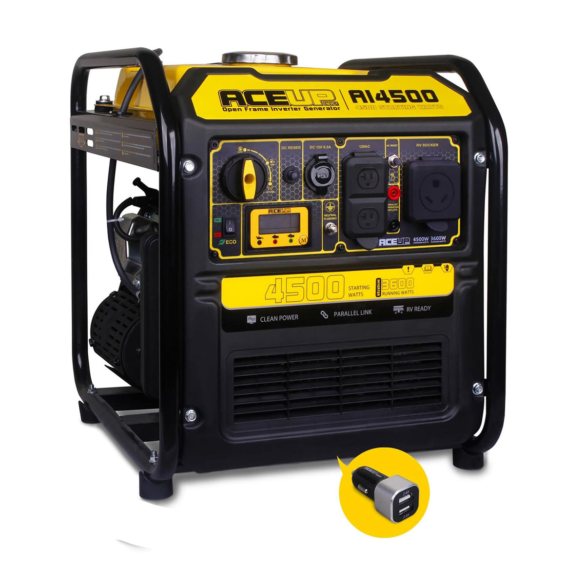 Aceup Energy 4500 Watt Open Frame Inverter Generator, Gas Powered Gene ...