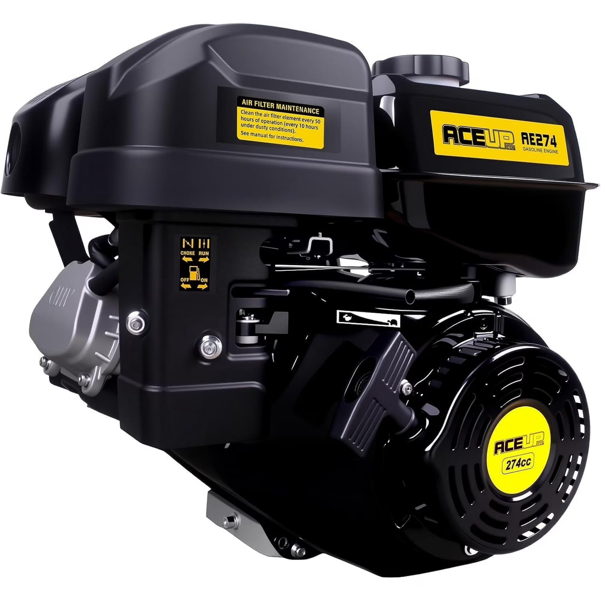 Aceup Energy 9HP 274cc Gas Engine Horizontal Shaft, 4 Stroke OHV Gas Motor, Shaft 1" (25mm) Diameter Recoil Start - AceupEnergy