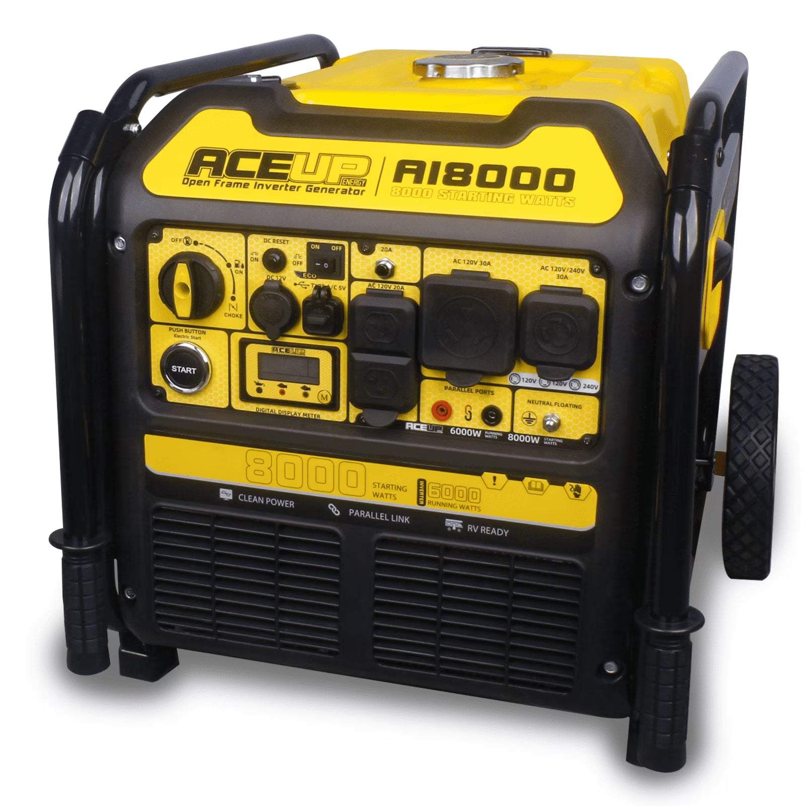 Aceup Energy 8000 Watt Gasoline Inverter Generator 322CC Electric Star ...