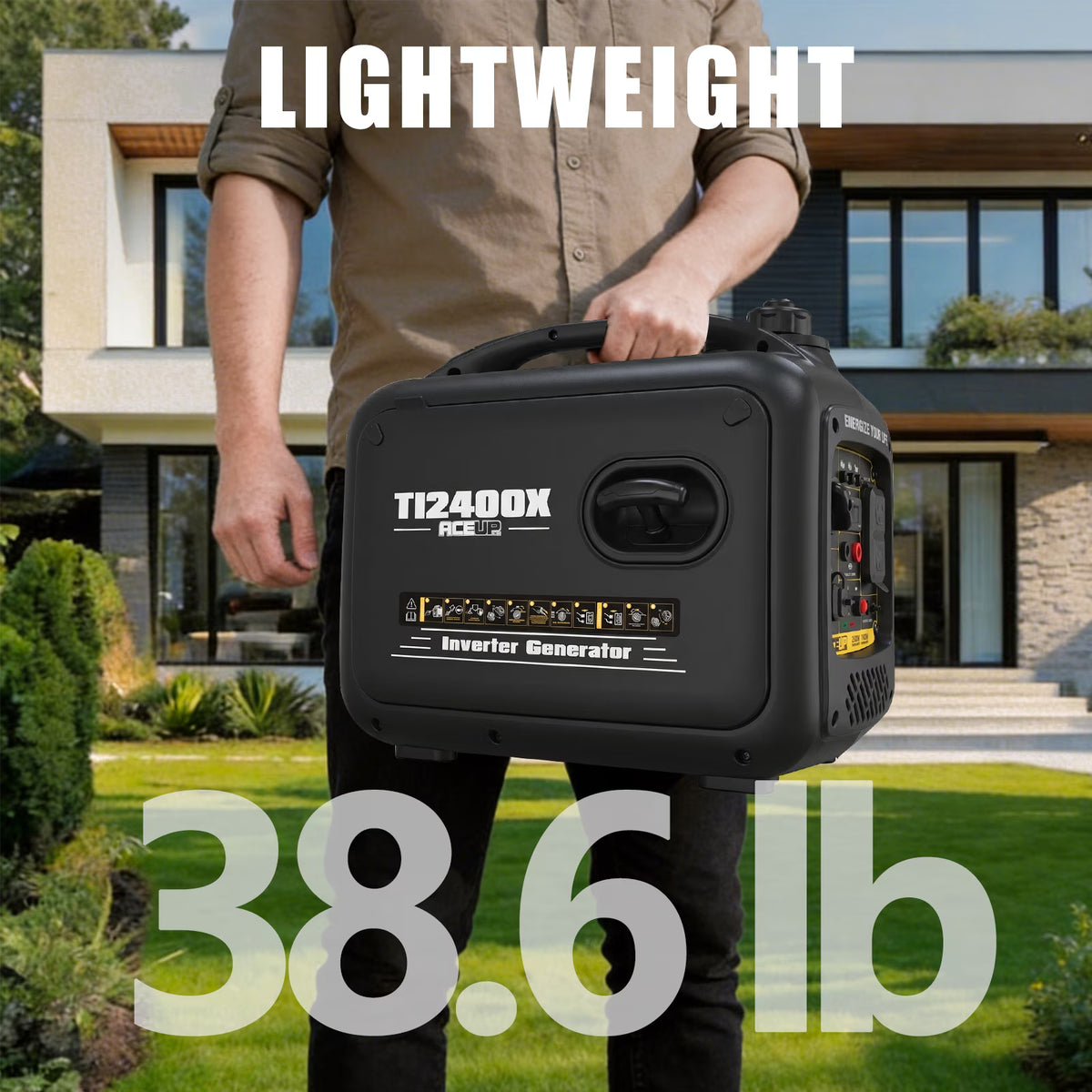 Aceup Energy 2500W Inverter Gasoline Generator, Lightweight & Quiet & Portable for Home Backup,RV Camping,Pure Sine Wave,2500W Peak,1900W Rated|TI2400X