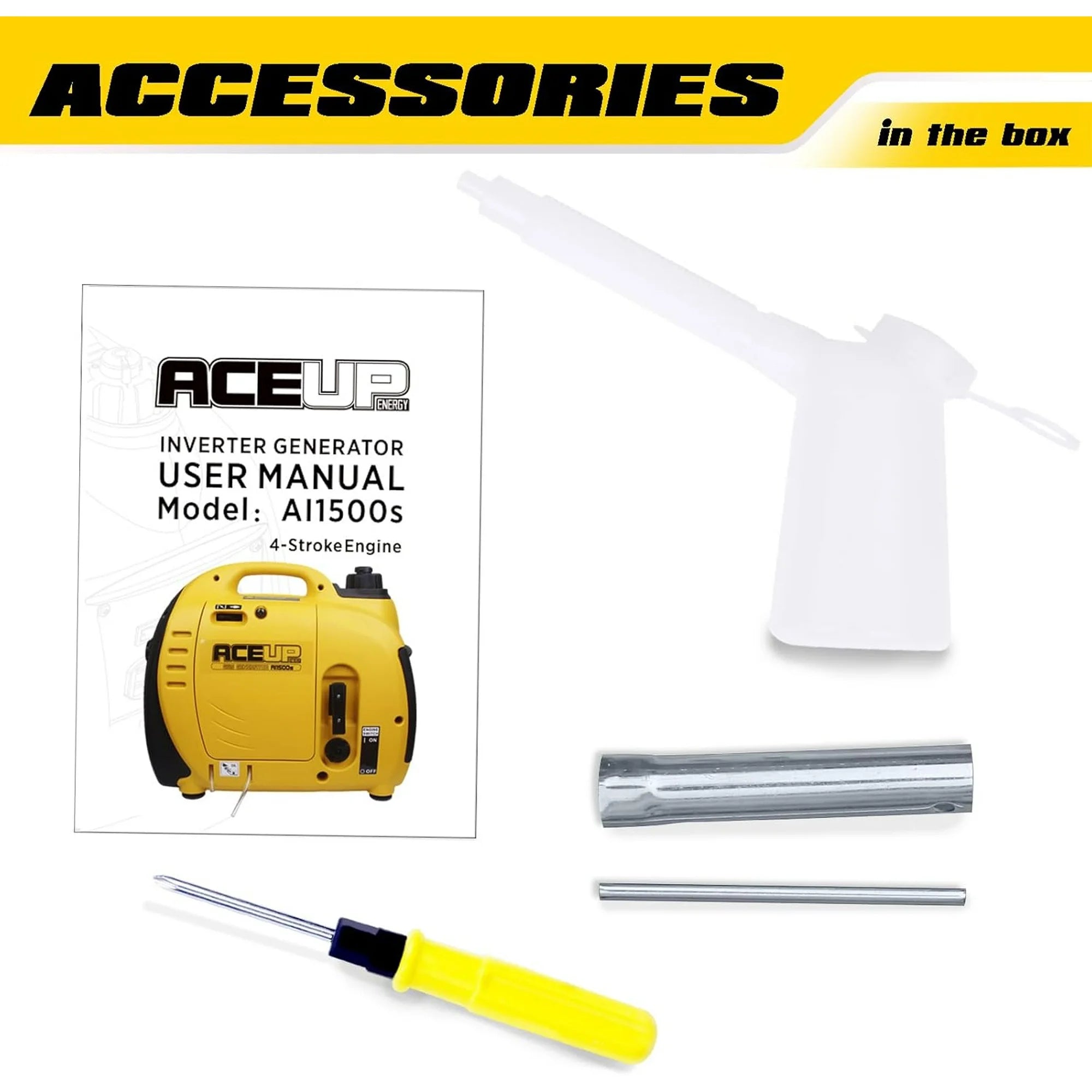 Aceup Energy 1500W Gasoline Inverter Generator, Pull Cord Start, Super Quiet, EPA Compliant, Lightweight, 1000W RV Ready - AceupEnergy