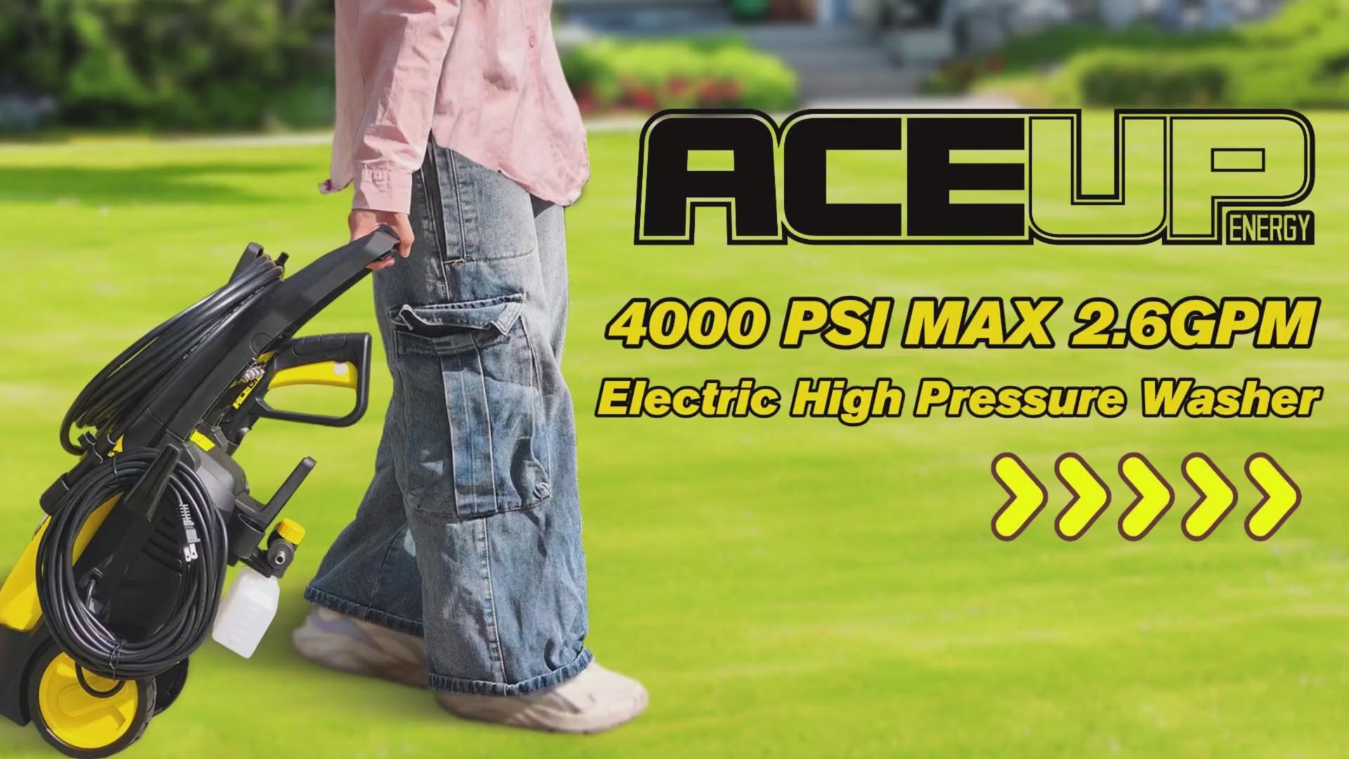 Aceup Energy 4200 PSI Poratble Electric Pressure Washer, Electric Powered for Washing Cars Fences Patios Driveways Lightweight